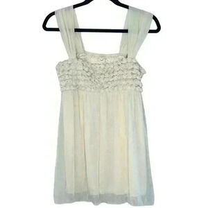 Anthropologie Hazel Women’s S 100% Polyester Embroidered Roses Ivory Tank